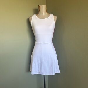 JoyLab Cutout White with Red/Blue side Stripes Mini Tennis Dress